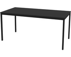 Bureautafel Kantinetafel - Vergaderbureau Werktafel - Professioneel Gebruik - Melamine Blad Metaalframe - 75x180x80 cm - Zwart