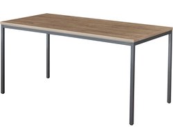 Bureautafel of kantinetafel breed 200CM diep 100CM bladkleur Havanna framekleur Aluminium (RAL9006)
