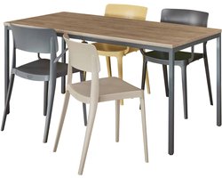 Bureautafel of kantinetafel breed 80CM diep 60CM bladkleur Licht Eiken framekleur Wit (RAL9010)