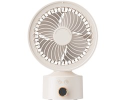 Bureauventilator, kleine oscillerende ventilator voor de slaapkamer, 23 cm stille bureauventilator, 3 windsnelheden, 4-uurs timer, oplaadbaar, geschikt voor kantoor/slaapzaal/kamer - abrikoos