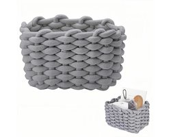 Burr Basket - Opbergmand - 20 x 15 x 12 cm - Haakmand - Vierkante Opbergmand - Kleine Organizer - Mand - Kindermanden - Gevlochten voor Babykamer - Slaapkamer - Woonkamer