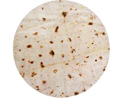 Burrito deken rond XL formaat (180cm) superzacht en warm - rol jezelf of iemand anders in - Grappige fleece blanket - Tortilla - Niet om op te eten - Perfect voor spelletjes, knuffelen, spelen - Ideaal cadeau
