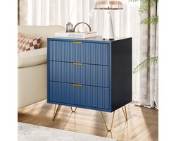 BursDany Ladenkast 3 Laden - Commode Nachtkastje Opbergmeubel voor Slaapkamer, Woonkamer, 60x40x70 cm, Blauw
