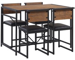 BURTON - Eetkamerset - Donkere houtkleur - MDF