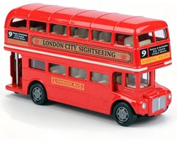 Bus Model van Legering, Collectible Modelbus met Wielen, Decoratief Voertuig Model, Cadeau voor Verzamelaars - Rood