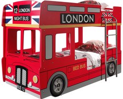 Bus stapelbed Tony Rood - MDF - Hoogte 132 cm