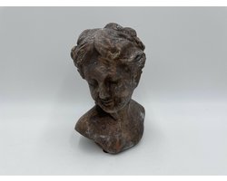Buste decoratiebeeld Dame vintage bruin steen 21 x 15 cm | G6063903 | Home Sweet Home | Stoer & Sober Woonstijl
