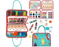 Busy Board - Montessori Speelgoed Ruimtevaart - Sensorisch Speelgoed - Activiteitenbord - Busy Board - Montessori voor thuis en onderweg - Educatief - speelgoed - Leren Veter Strikken Knopen Leggen - Kinderspeelgoed