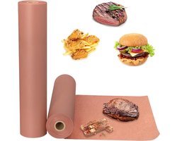 Butcher Paper -roze 2 Rollen - BBQ Kraft Papier Rol - Voedselgrade Kraft Papier voor Barbecue - Smoker - Vlees - Perfect Koken - Juicy (30.5cm x 11m Rol)