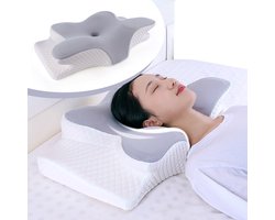 Butterfly Memory Foam Serie - Orthopedisch Nek Kussen - Ergonomisch Vlindervormig - Traagschuim - Blauw