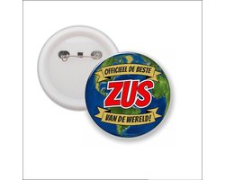 Button Met Speld 58 MM - Officieel De Beste Zus Van De Wereld