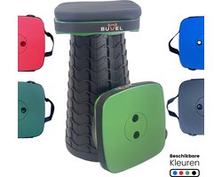 Buvel® Opvouwbare kruk - Kruk - Campingstoel - Inklapbaar - Telescopisch - Visstoel - Voetenbankje - Groen - Vierkant - Met kussen