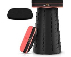 Buvel® Opvouwbare kruk - Kruk - Campingstoel - Inklapbaar - Telescopisch - Visstoel - Voetenbankje - Rood - Vierkant - Met kussen