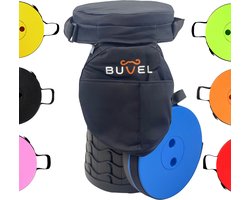 Buvel® Opvouwbare kruk - Kruk - Krukje - Campingstoel - Inklapbaar - Telescopisch - Visstoel - Voetensteun - Blauw - Rond met kussen