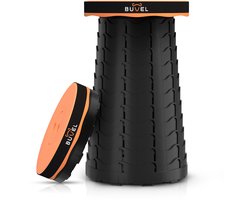 Buvel® Opvouwbare kruk - Kruk - Krukje - Campingstoel - Inklapbaar - Telescopisch - Visstoel - Voetensteun - Rond oranje