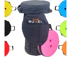 Buvel® Opvouwbare kruk - Kruk - Krukje - Campingstoel - Inklapbaar - Telescopisch - Visstoel - Voetensteun - Roze - Rond met kussen