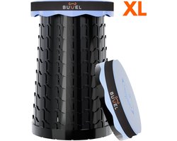 Buvel® Opvouwbare kruk XL - Rond blauw - Kruk - Extra stevig - Inklapbaar - Telescopisch - Visstoel - Bijzettafel - Voetensteun