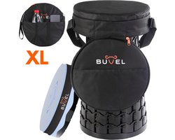 Buvel® Opvouwbare kruk XL - Rond blauw met kussen - Kruk - Extra stevig - Inklapbaar - Telescopisch - Visstoel - Bijzettafel - Voetensteun