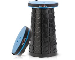 Buvel® Telescopische Kruk Rond Blauw – Opvouwbare Camping Kruk – Visstoel en Voetensteun