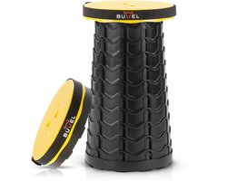 Buvel® Telescopische Kruk Rond Geel – Opvouwbare Camping Kruk – Visstoel en Voetensteun