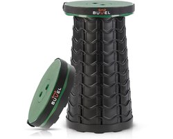 Buvel® Telescopische Kruk Rond Groen – Opvouwbare Camping Kruk – Visstoel en Voetensteun