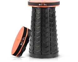 Buvel® Telescopische Kruk Rond Oranje – Opvouwbare Camping Kruk – Visstoel en Voetensteun