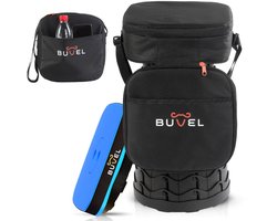 Buvel® Telescopische Kruk Vierkant Blauw met Kussen – Opvouwbare Camping Kruk – Visstoel en Voetensteun