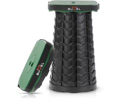 Buvel® Telescopische Kruk Vierkant Groen – Opvouwbare Camping Kruk – Visstoel en Voetensteun