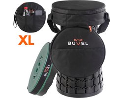 Buvel® XL Telescopische Kruk Rond Groen met Kussen – Opvouwbare Camping Kruk – Visstoel en Voetensteun