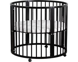 Buxibo Baby Box - Grondbox - Speelbox - Playpen - Kinderbox - Rond - Inclusief Matras - Op Wielen - 92x92x80.5cm - Zwart
