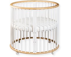Buxibo – Baby Box – Ronde Houten Speelbox – Playpen – Inclusief Matras – 91x91x85 cm – Naturel