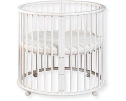 Buxibo – Baby Box – Ronde Houten Speelbox – Playpen – Inclusief Matras – 91x91x85 cm – Wit
