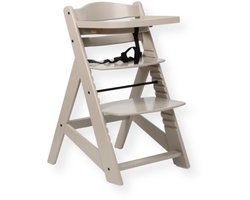 Buxibo Houten Meegroeistoel Kind - Inclusief Eetblad - Verstelbare Kinderstoel voor Comfort en Design - Inclusief kussen - 48×58×80cm - Klei Beige