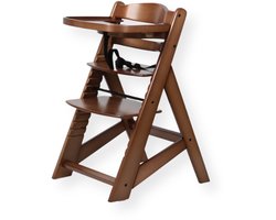 Buxibo Houten Meegroeistoel Kind - Inclusief Eetblad - Verstelbare Kinderstoel voor Comfort en Design - Inclusief kussen - 48×58×80cm - Walnut