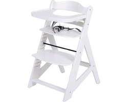 Buxibo Houten Meegroeistoel Kind - Inclusief Eetblad - Verstelbare Kinderstoel voor Comfort en Design - Inclusief kussen - 48×58×80cm - Wit