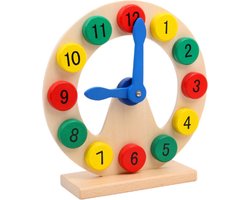 Buxibo Houten Oefenklok - Leren Klokkijken - Tijd Leren - Speelgoed Klok