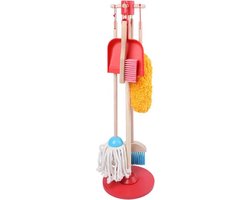 Buxibo Kinder Schoonmaak Set - Houten Huishoudelijke Gereedschap - Mini Bezem, Stoffer, Mop - Montessori Speelgoed - Multicolor