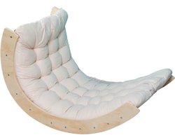 Buxibo Mini Klimboog – Houten Klimboog met Kussen – Montessori Speelgym – 76x47x37 cm – Wit