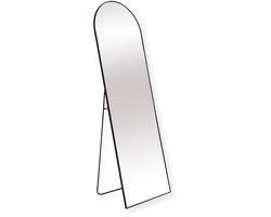 Buxibo Ovale Boogspiegel – Gehard Veiligheidsglas Staande Spiegel – Volledige Lengte – 160x50 cm – Zwart