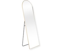 Buxibo Ovale Boogspiegel Passpiegel – Gehard Veiligheidsglas Staande Spiegel – Volledige Lengte – 160x50 cm – Goud