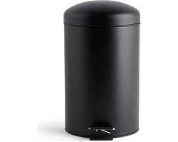 Buxibo Prullenbak 3 Liter - Vuilnisbak met Pedaal - Pedaalemmer/Afvalbak/Vuilnisbakbak Voor in de badkamer/Slaapkamer- 1x3L - Rond - Zwart