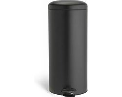 Buxibo Prullenbak 30 Liter - Vuilnisbak met Pedaal - Pedaalemmer/Afvalbak/Vuilnisbakbak - 1x30L - Rond - Zwart