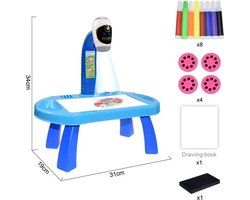 Buxibo Tekentafel Kinderen – Tekenbord met Projector – Kinderspeelgoed - 8 Kleuren Stiften - Tekentafel - Leren Tekenen - Blauw