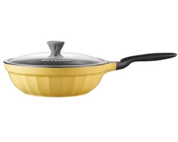 BUYDEEM CP102 Serie - Gietaluminium Koekenpan - 30cm - Niet-aanbaklaag - Gele Kleur