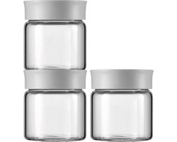 BUYDEEM Nordic Grey - Glazen Potjes - 200ml - Met Deksel - CS1001