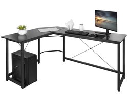 Buylin Bureau - Hoekbureau - Bureaus - Kantoorbureau - L Vormig Bureau - Computertafel - Bureautafel - 170x120x75cm - Hout / Metaal -Zwart
