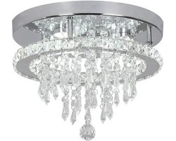 Buylin Hanglamp Kristal - Kroonluchter - Plafondlamp luxe - Hanglamp Woonkamer, Slaapkamer, Hal, Keuken - Rond - Zilver - Remote Dimming - Dia30cm