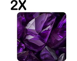 BWK Flexibele Placemat - Paarse Edelstenen - Set van 2 Placemats - 50x50 cm - PVC Doek - Afneembaar