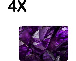 BWK Flexibele Placemat - Paarse Edelstenen - Set van 4 Placemats - 35x25 cm - PVC Doek - Afneembaar