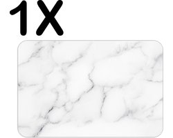 BWK Flexibele Placemat - Wit - Marmer - Achtergrond - Set van 1 Placemats - 45x30 cm - PVC Doek - Afneembaar